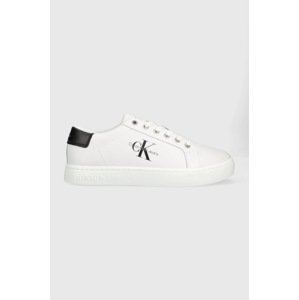 Kožne tenisice Calvin Klein Jeans Classic Cupsole Laceup Low LACE UP boja: bijela, YM0YM00491