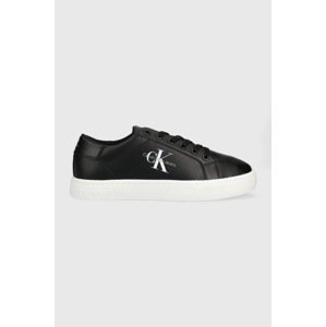Kožne tenisice Calvin Klein Jeans Classic Cupsole Laceup Low LACE UP boja: crna, YM0YM00491