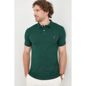 Pamučna polo majica Polo Ralph Lauren boja: zelena, jednobojni model