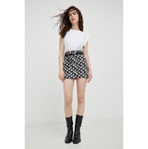 Suknja The Kooples boja: crna, mini, ravna