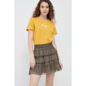 Suknja Pepe Jeans boja: zelena, mini, širi se prema dolje