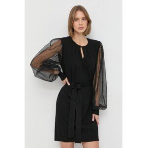 Haljina Twinset boja: crna, mini, ravna