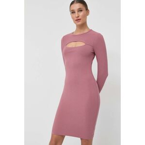 Haljina Guess boja: ružičasta, mini, uske