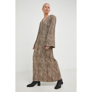 Haljina By Malene Birger boja: smeđa, maxi, širi se prema dolje