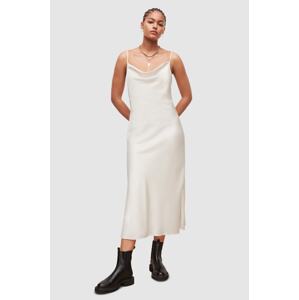 Haljina AllSaints boja: bijela, midi, ravna