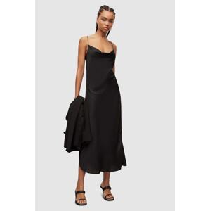 Haljina AllSaints boja: crna, midi, ravna