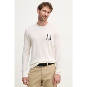 Vuneni pulover Armani Exchange za muškarce, boja: bež, lagani