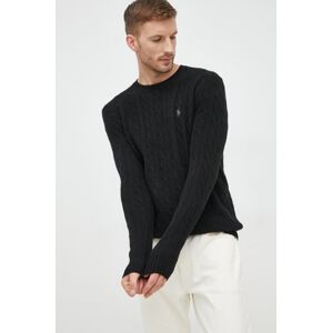 Vuneni pulover Polo Ralph Lauren za muškarce, boja: crna, lagani