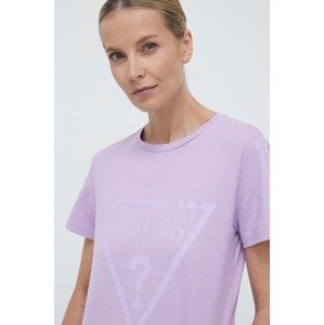 Pamučna majica Guess boja: ljubičasta