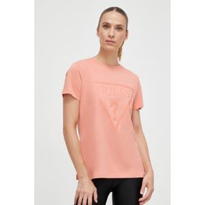 Pamučna majica Guess boja: narančasta