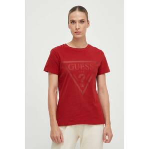 Pamučna majica Guess boja: crvena