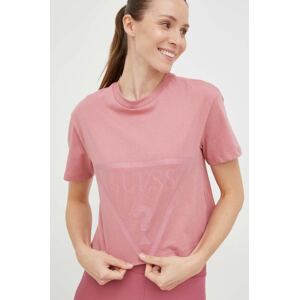 Pamučna majica Guess boja: ružičasta