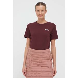 Pamučna majica Jack Wolfskin za žene, boja: bordo, 1808352