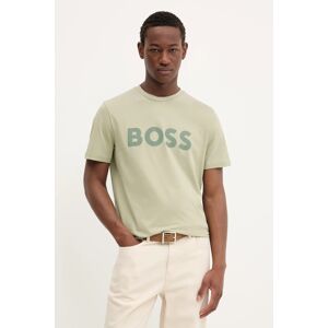Pamučna majica BOSS Orange BOSS ORANGE boja: zelena, s tiskom, 50481923