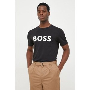 Pamučna majica BOSS BOSS CASUAL boja: crna, s tiskom, 50481923