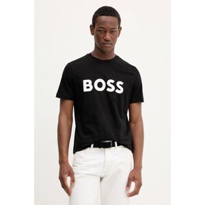 Pamučna majica BOSS BOSS CASUAL boja: crna, s tiskom, 50481923