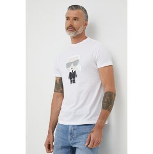 Pamučna majica Karl Lagerfeld boja: bijela, s tiskom, 500251.755071