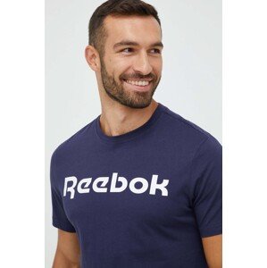 Pamučna majica Reebok boja: tamno plava, s tiskom, GN5378.100042355