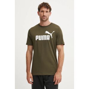 Pamučna majica Puma boja: smeđa, s tiskom