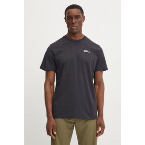 Pamučna majica Jack Wolfskin Essential boja: tamno plava, bez uzorka, 1808382