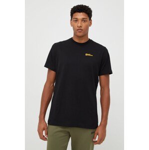 Pamučna majica Jack Wolfskin Essential boja: crna, bez uzorka, 1808382