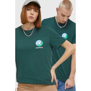 Pamučna majica Kangol boja: zelena, s tiskom