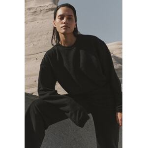 Dukserica MUUV. Crop Top Subtle Cotton za žene, boja: crna, glatka