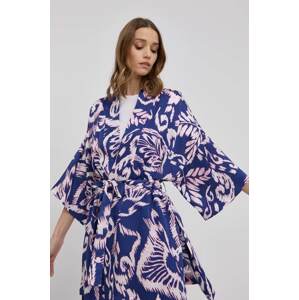 Kimono Beatrice B boja: tamno plava, oversize, s uzorkom