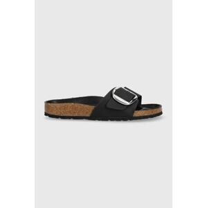 Natikače od nubuk kože Birkenstock Madrid Big Buckle boja: crna, 1006523