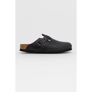 Kožne natikače Birkenstock Boston za žene, boja: crna, 59463