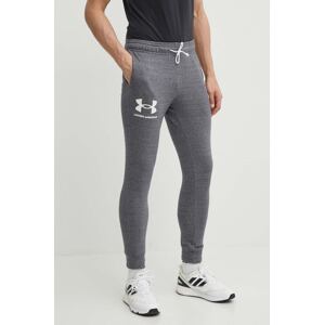 Hlače Under Armour za muškarce, boja: siva, glatki materijal, 1361642-001
