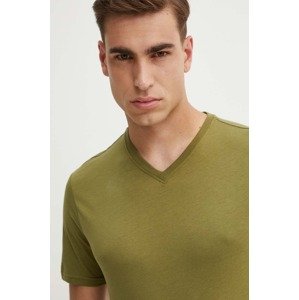 Pamučna majica United Colors of Benetton boja: zelena, bez uzorka