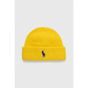 Vunena kapa Polo Ralph Lauren boja: žuta, od debelog pletiva, vunena, 455931421