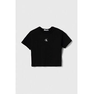 Dječja pamučna majica kratkih rukava Calvin Klein Jeans boja: crna
