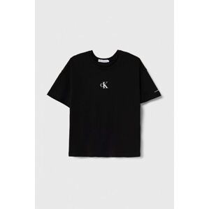 Dječja pamučna majica kratkih rukava Calvin Klein Jeans boja: crna