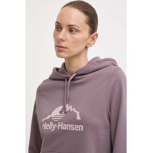 Dukserica Helly Hansen NORD GRAPHIC za žene, boja: ljubičasta, s kapuljačom, s tiskom, 62981