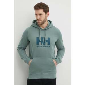 Pamučna dukserica Helly Hansen HH LOGO HOODIE za muškarce, boja: zelena, s kapuljačom, aplikacijom