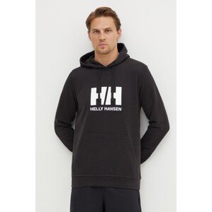 Pamučna dukserica Helly Hansen HH LOGO HOODIE za muškarce, boja: crna, s kapuljačom, aplikacijom, 33977