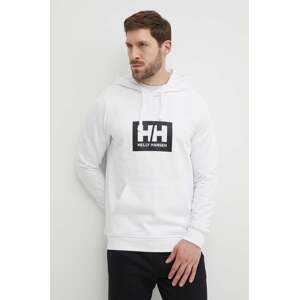 Pamučna dukserica Helly Hansen boja: bijela, s kapuljačom, tiskom