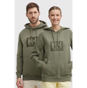 Pamučna dukserica Helly Hansen boja: zelena, s kapuljačom, tiskom