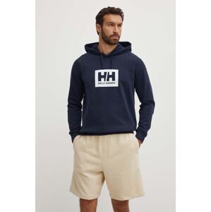 Pamučna dukserica Helly Hansen boja: tamno plava, s kapuljačom, 53289-597