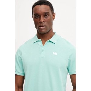 Pamučna polo majica Helly Hansen boja: tirkizna, bez uzorka