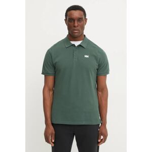 Pamučna polo majica Helly Hansen boja: zelena, bez uzorka