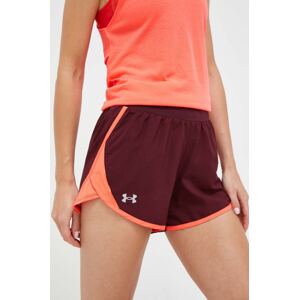 Kratke hlače za trčanje Under Armour Fly-By 2.0 boja: bordo, glatki materijal, srednje visoki struk