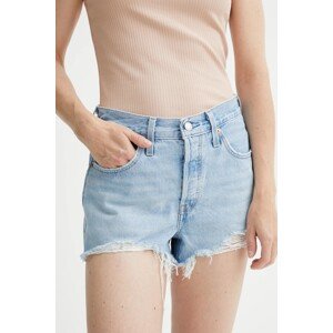 Traper kratke hlače Levi's 501 za žene, glatki materijal, visoki struk, 56327.0086-LightIndig