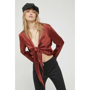 Bluza HUGO za žene, boja: bordo, glatka