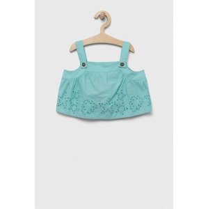 Dječja pamučna bluza United Colors of Benetton boja: tirkizna, glatka