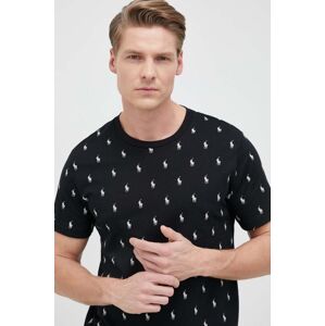 Pamučni gornji dio pidžame s kratkim rukavima Polo Ralph Lauren boja: crna, s uzorkom, 714899612