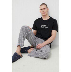 Pamučna pidžama kratkih rukava Polo Ralph Lauren boja: crna, s tiskom, 714899613