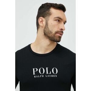 Gornji dio pidžame - pamučna majica dugih rukava Polo Ralph Lauren boja: crna, s tiskom